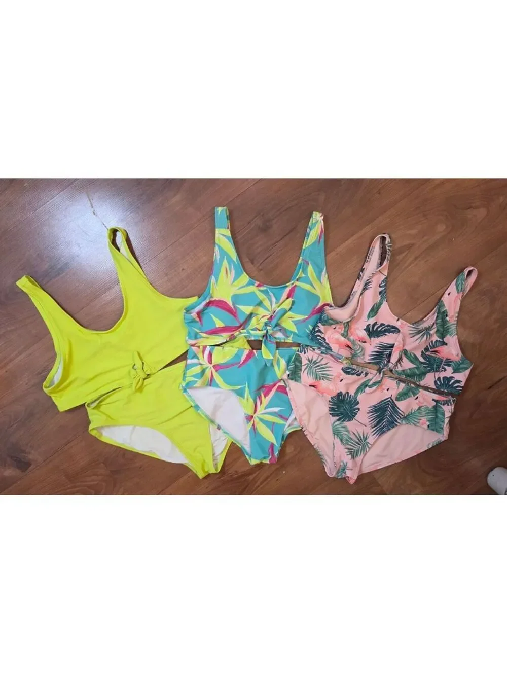 Old Navy Girl’s Swimsuit, 3 bikini Sets, Floral,LimeGrn, Flamingo, SzXXL/18,#171
